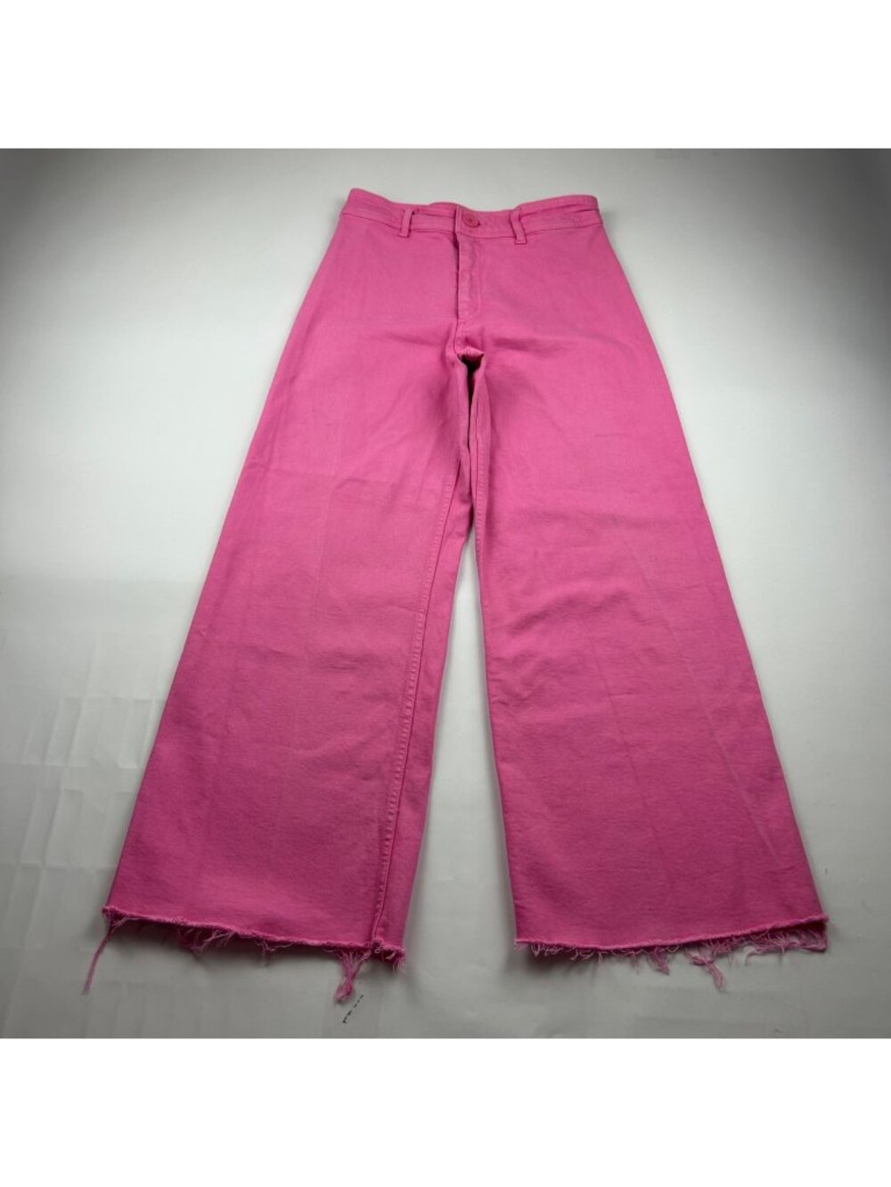 Zara Bubblegum Pink Denim High Rise Wide Leg Jeans 8